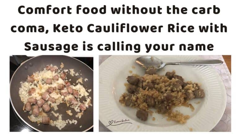 an image of a plate filled with Keto Cauliflower Rice with Sausage