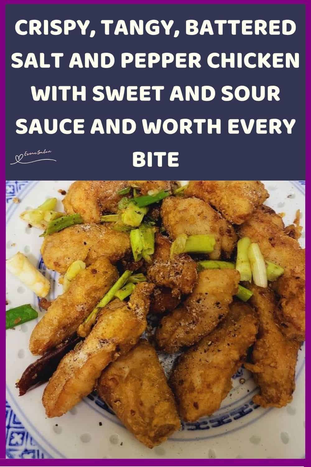 an image of a wish serving dish filled with Battered Salt and Pepper Chicken with Sweet and Sour Sauce