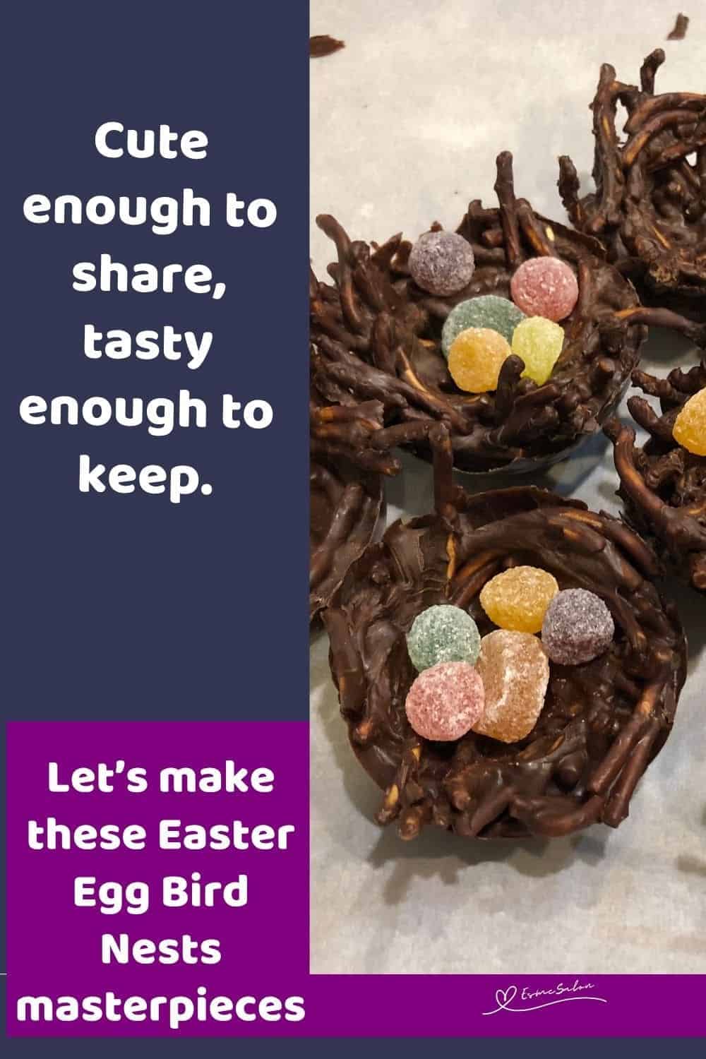 an image of chocolate covered chow mein to form Easter Bird Nests