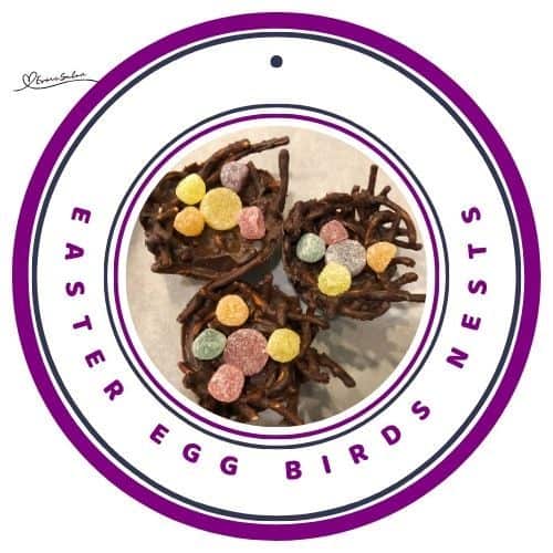 an image of chocolate covered chow mein to form Easter Bird Nests