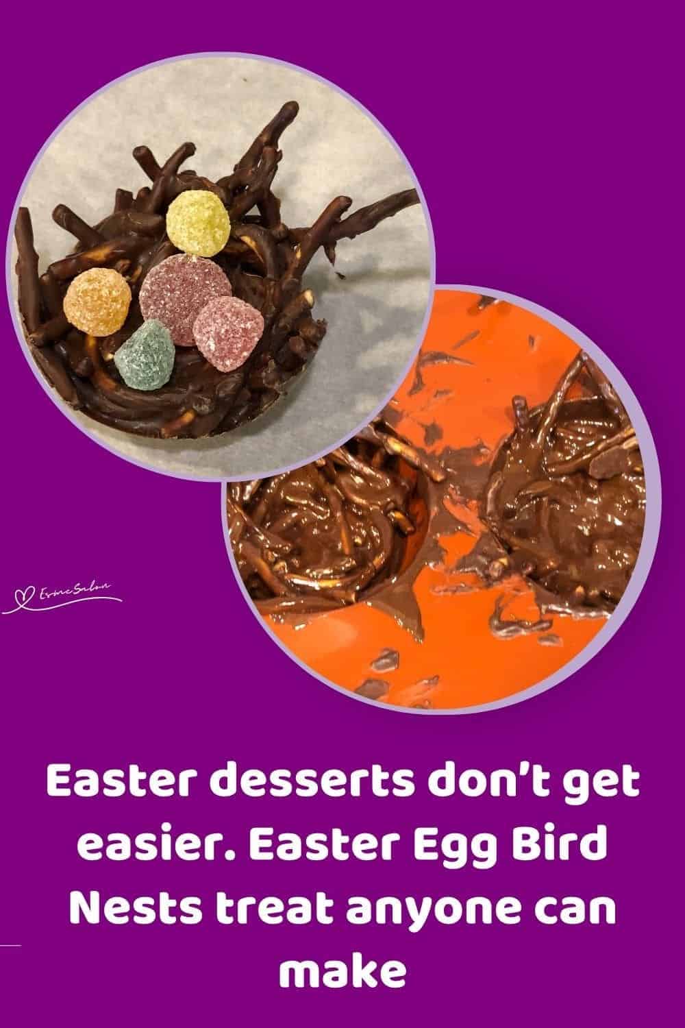 an image of chocolate covered chow mein to form Easter Bird Nests