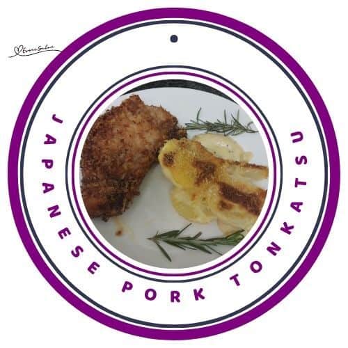 an image of a plate with Japanese Pork Tonkatsu and cream potatoes