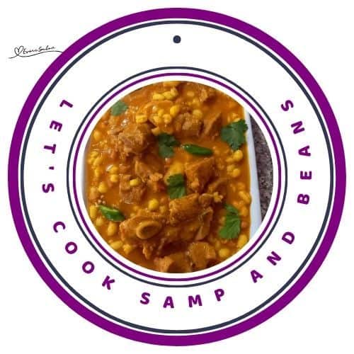 an image of a white dish filled with Samp and Beans