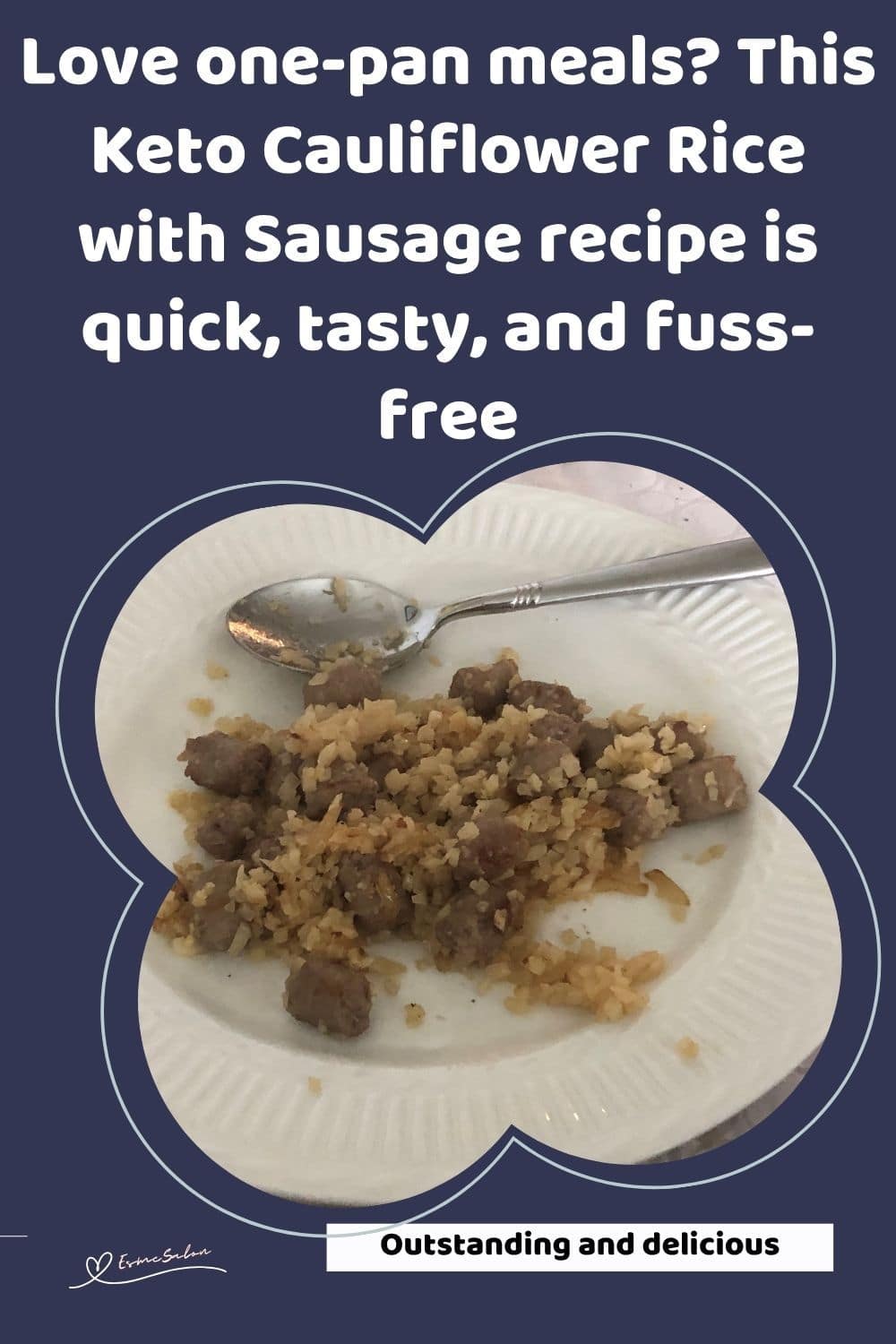 an image of a plate filled with Keto Cauliflower Rice with Sausage