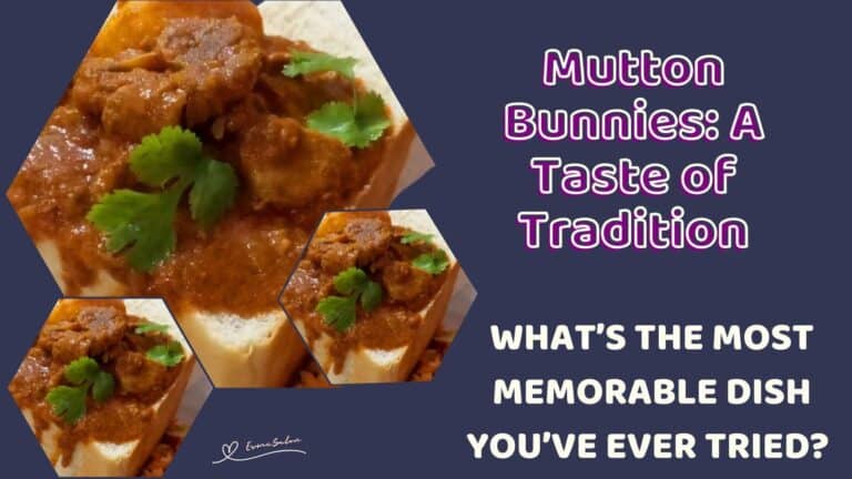 an image of a hollowed out bread filled with curried mutton - called a Mutton bunnies