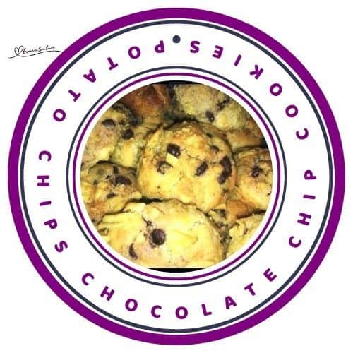 an image of a plate filled with Potato Chips Chocolate Chip Cookies