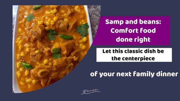 an image of a white dish filled with Samp and Beans