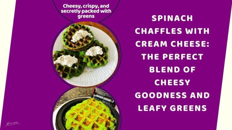 an image of Spinach Chaffles with Cream Cheese with a dollop of cream cheese