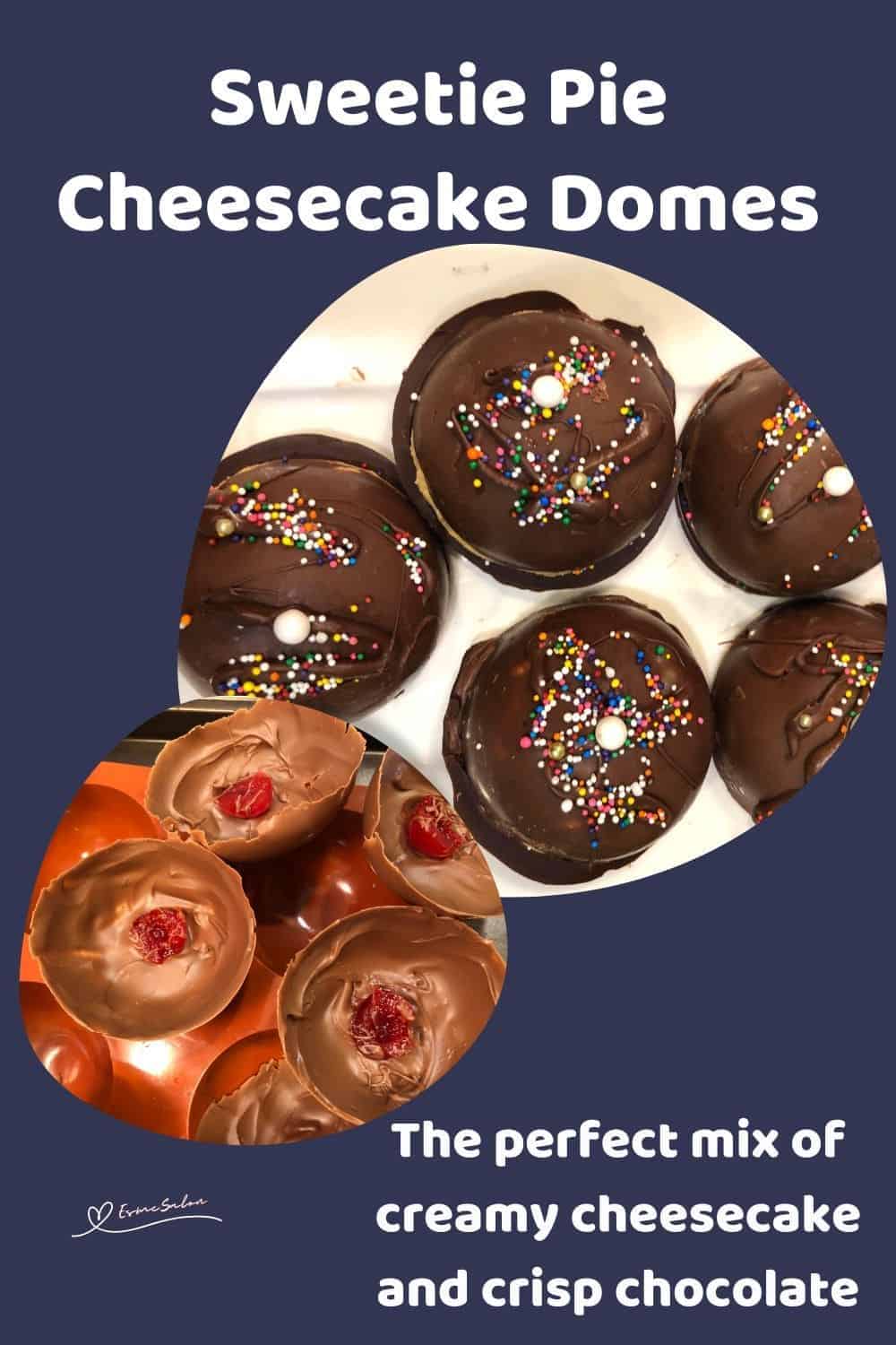 An image of Sweetie Pie Cheesecake Domes with sprinkles