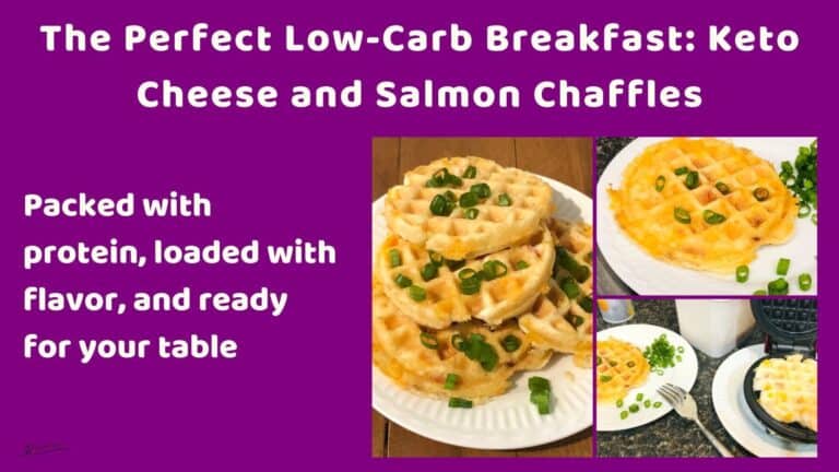 an image of a stack of Keto Cheese and Salmon Chaffles