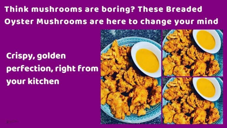 an image of a blue bowl filled with Breaded Oyster Mushrooms