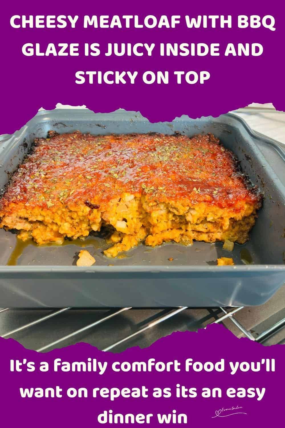 an image of Cheesy Meatloaf with BBQ Glaze served with acorn squash