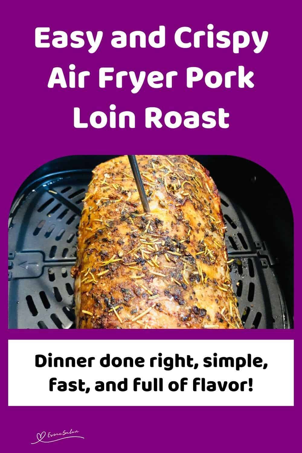 an image of Crispy Air Fryer Pork Loin Roast in the making and plated