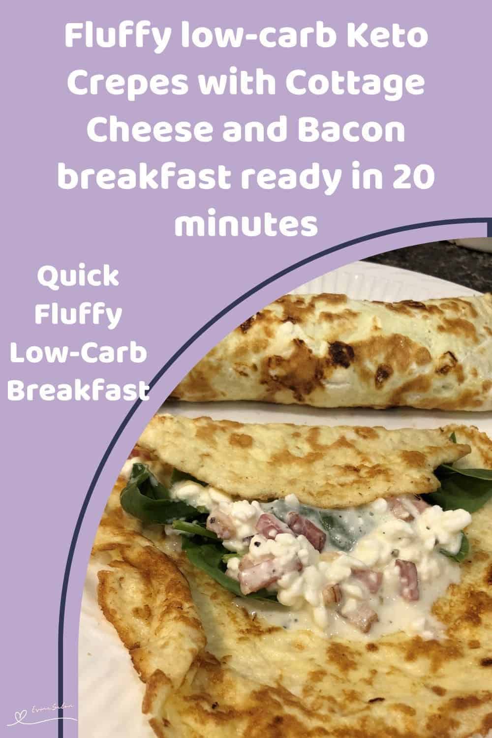 an image of Keto Crepes with Cottage Cheese and Bacon and spinach