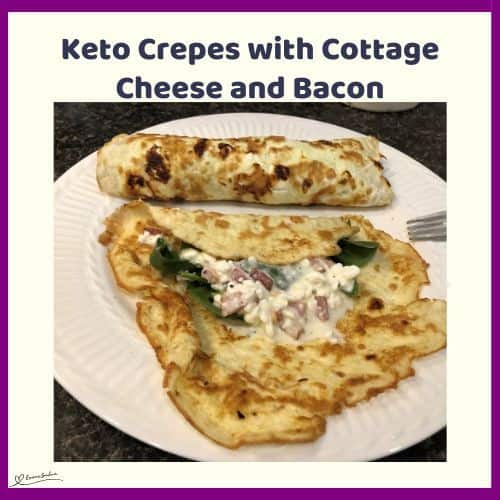 an image of Keto Crepes with Cottage Cheese and Bacon and spinach
