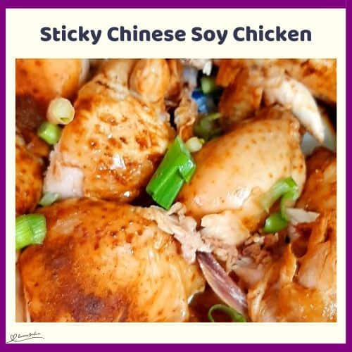 an image of Sticky Chinese Soy Chicken pieces with chopped green onion