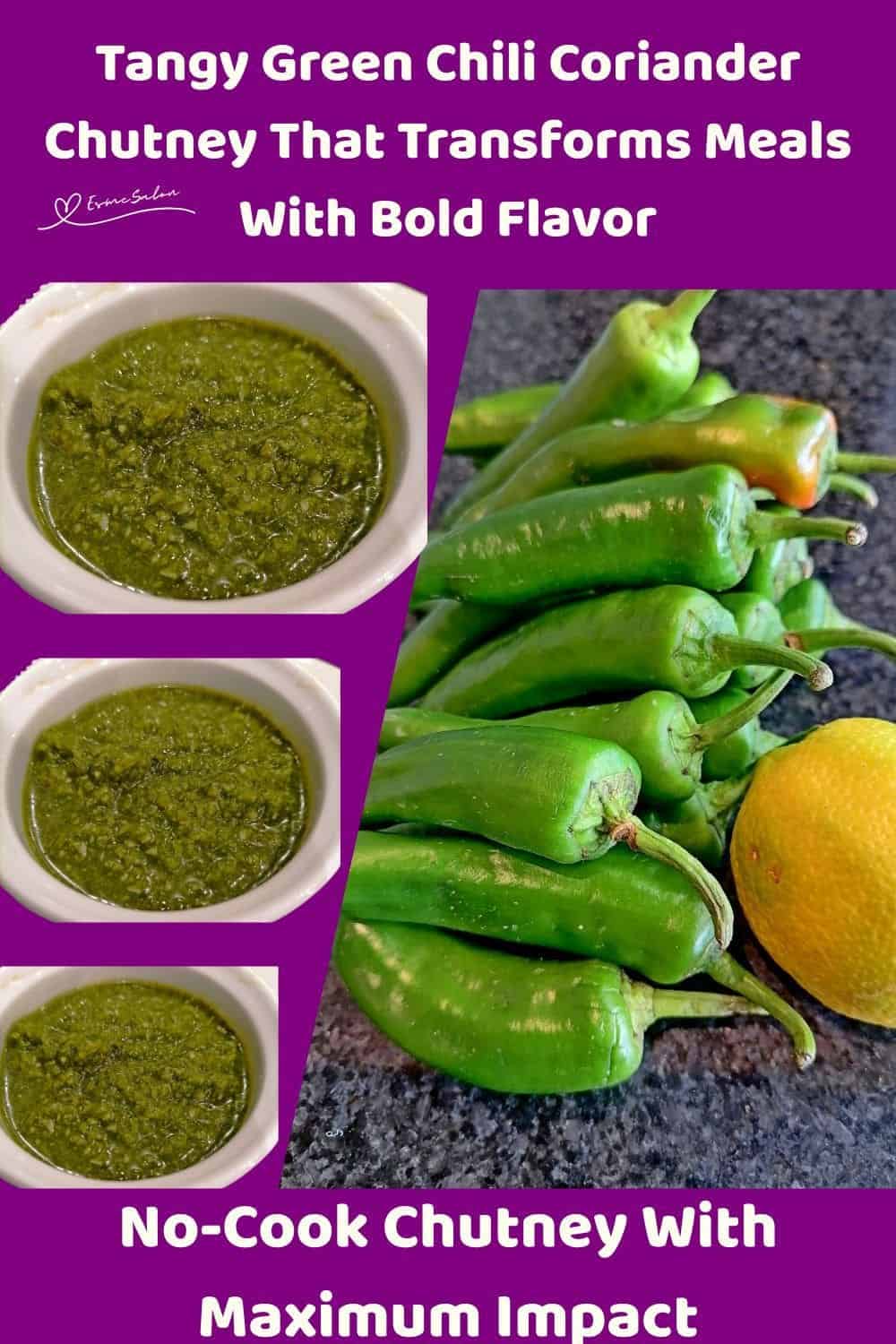an image of a white dish filled with Tangy Green Chili Coriander Chutney