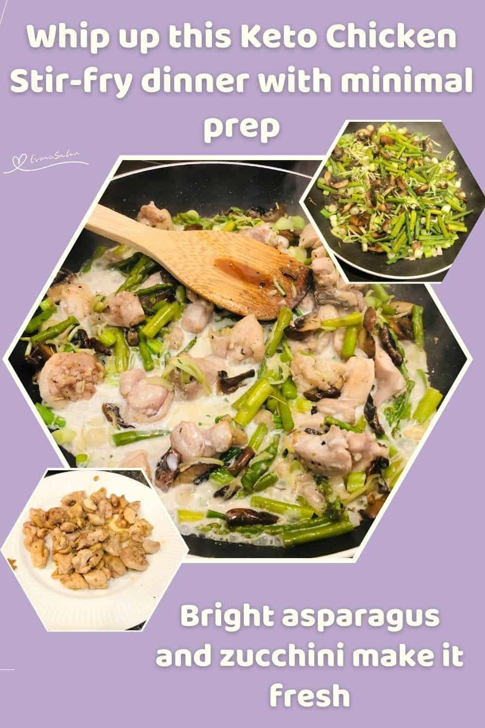 an image of a creamy and veggie loaded Keto Chicken Stir-fry