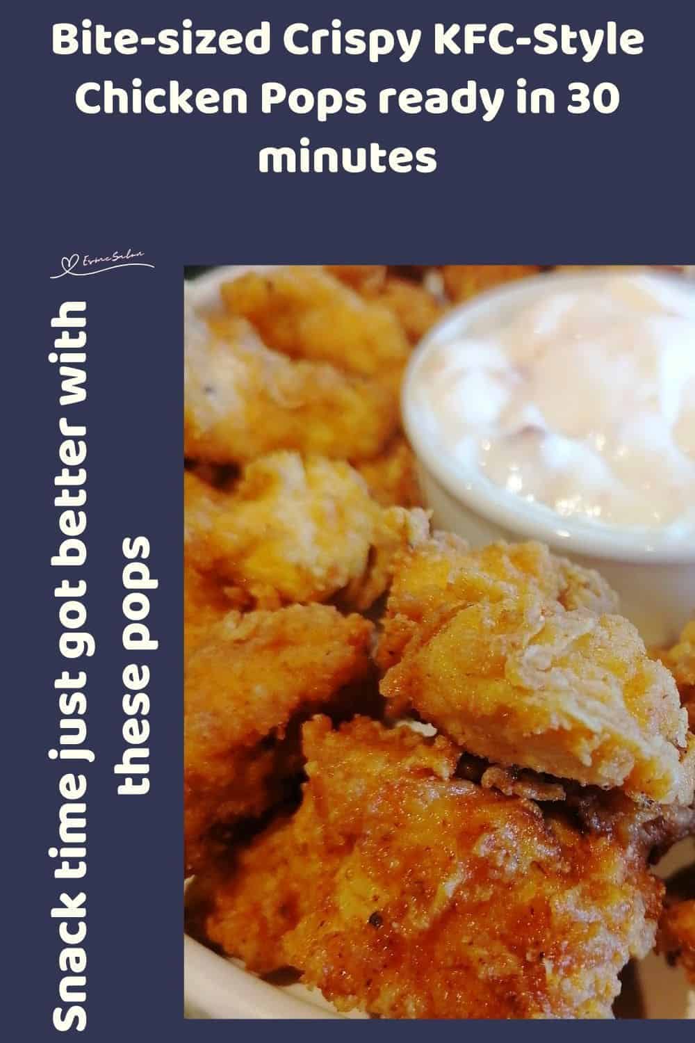 an image of Crispy KFC-Style Chicken Pops with a dip