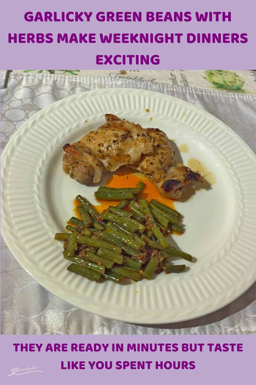 an image of Garlicky Green Beans with Herbs plated or in the making