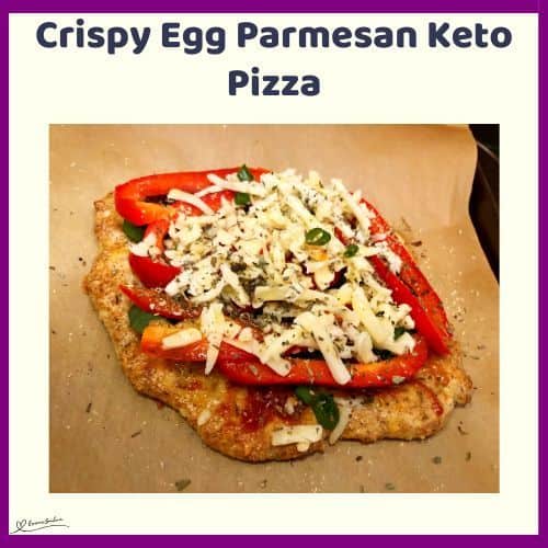 an image of a single serving Crispy Egg Parmesan Keto Pizza