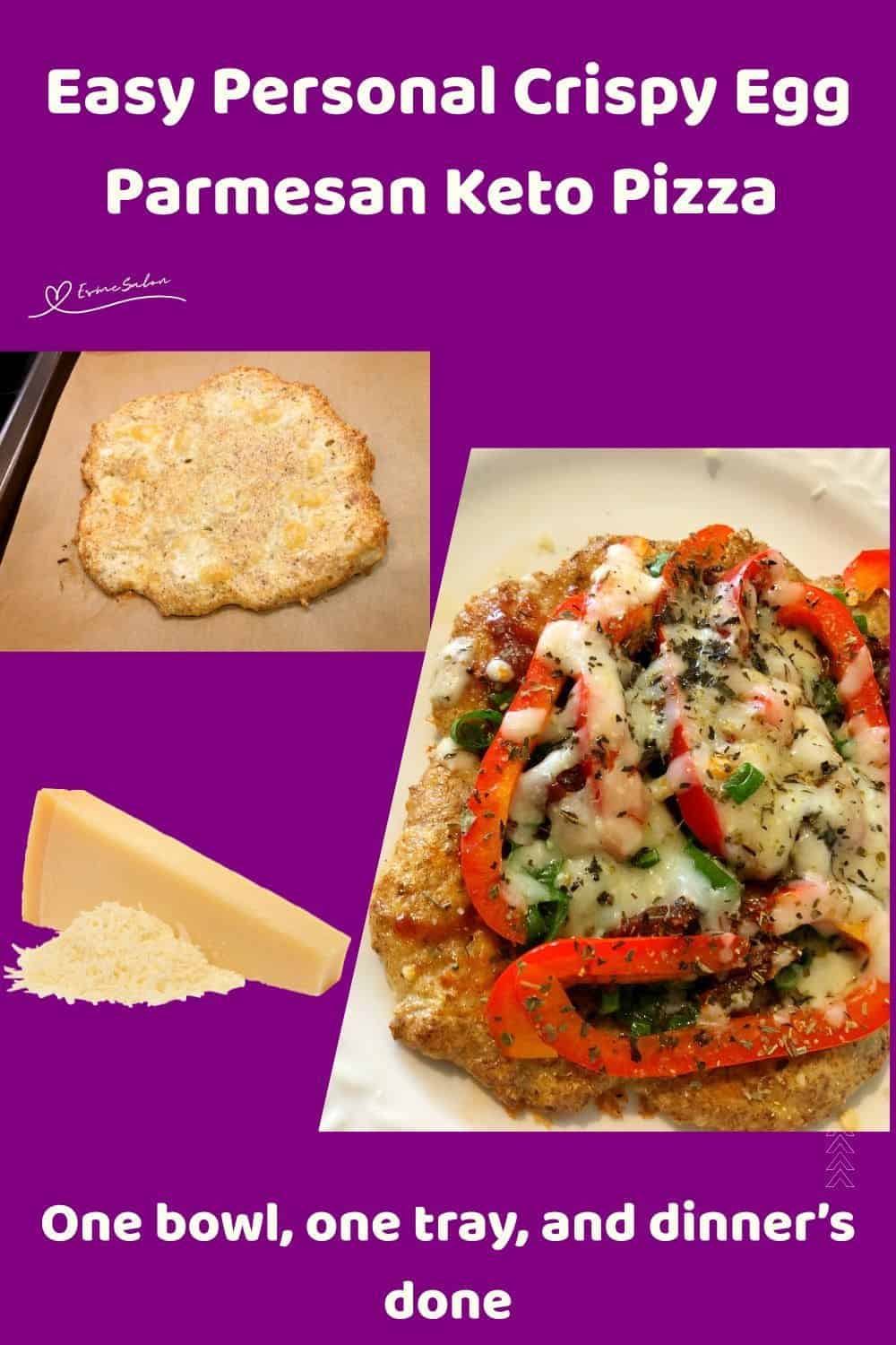 an image of a single serving Crispy Egg Parmesan Keto Pizza