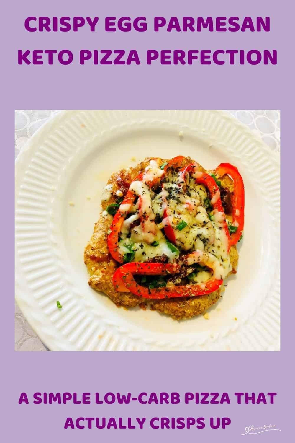 an image of a single serving Crispy Egg Parmesan Keto Pizza