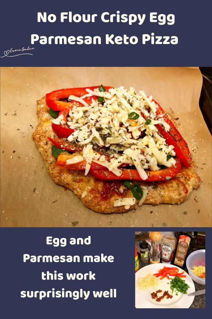 an image of a single serving Crispy Egg Parmesan Keto Pizza