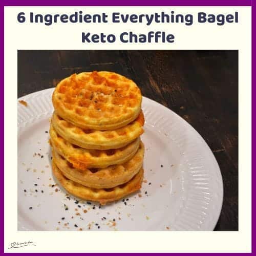 An image of 6 Ingredient Everything Bagel Keto Chaffle in the making and ready for serving