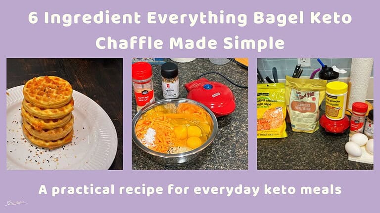 An image of 6 Ingredient Everything Bagel Keto Chaffle in the making and ready for serving