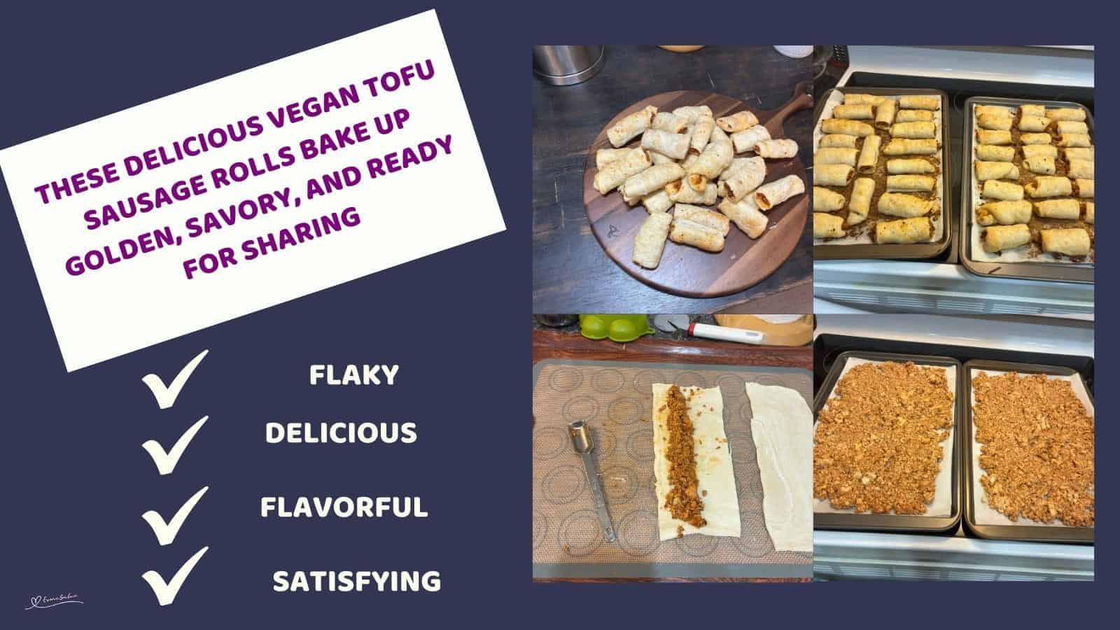 An image of Vegan Tofu Sausage Rolls in the making and done or served