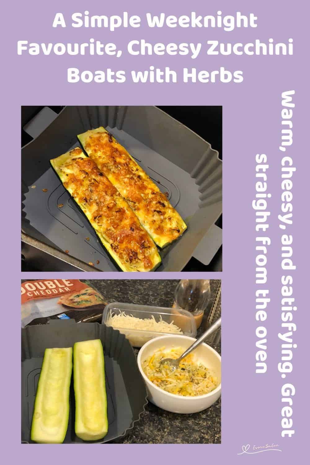 An image of Cheesy Zucchini Boats with Herbs in the making in the AF