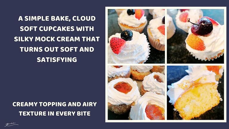 An image of Cloud Soft Cupcakes with Silky Mock Cream with berries