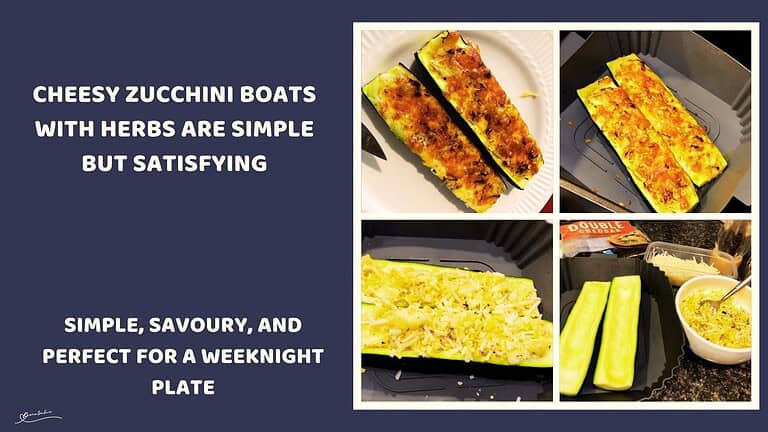 An image of Cheesy Zucchini Boats with Herbs in the making in the AF