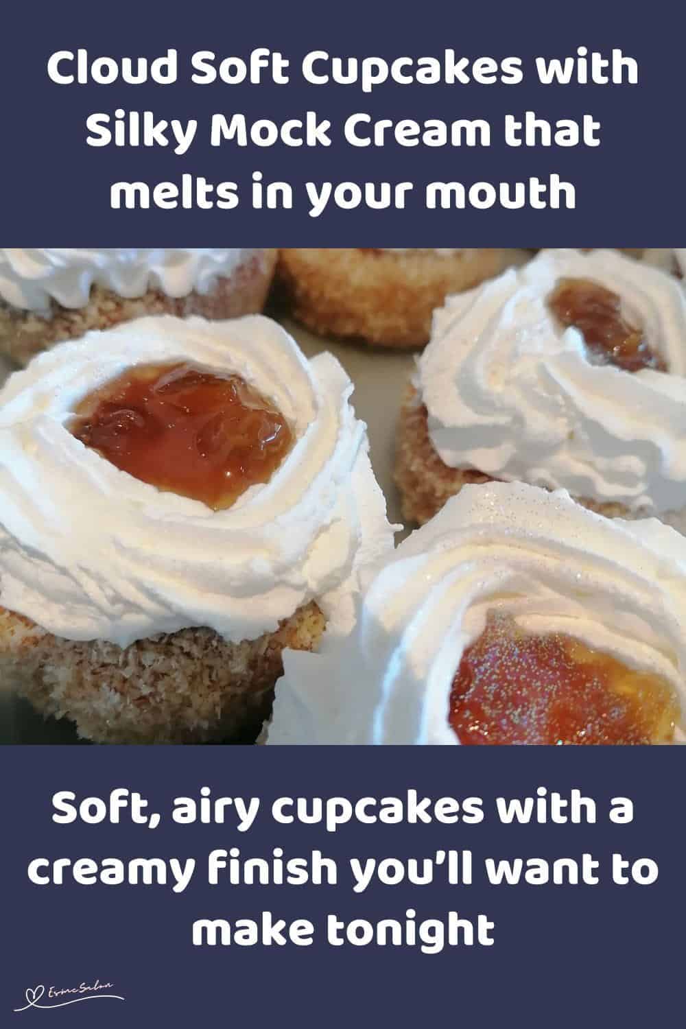 An image of Cloud Soft Cupcakes with Silky Mock Cream with jam