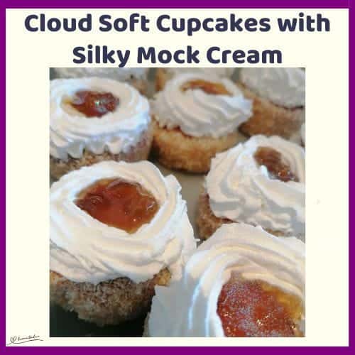 An image of Cloud Soft Cupcakes with Silky Mock Cream with jam