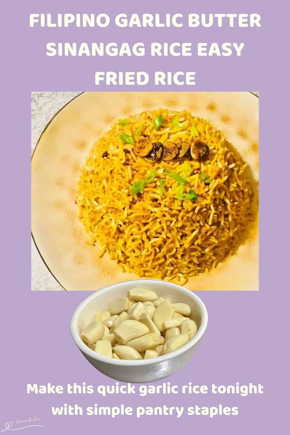 An image of a plate with Filipino Garlic Butter Sinangag Rice