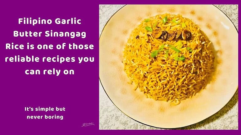 An image of a plate with Filipino Garlic Butter Sinangag Rice