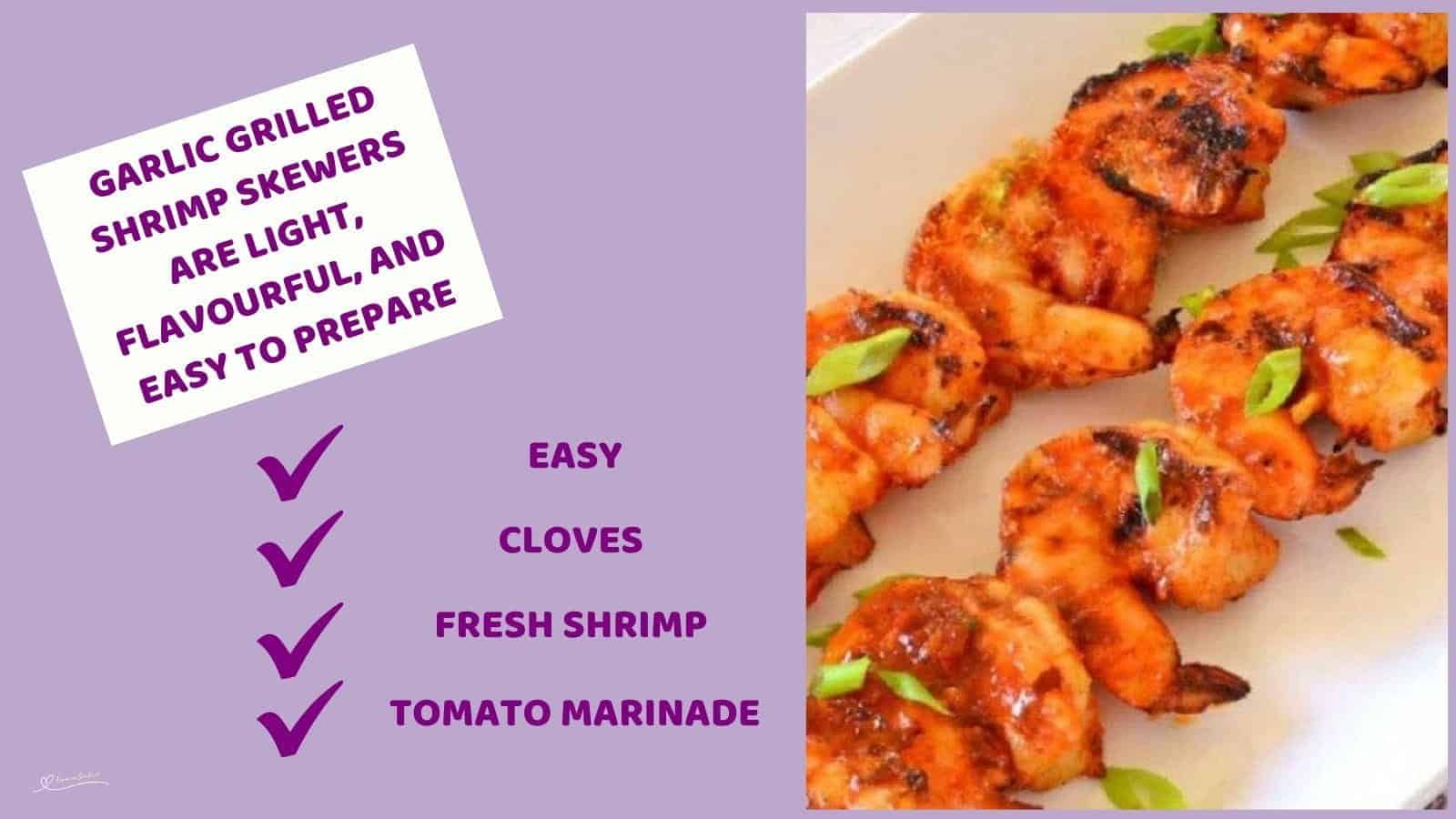 An image of 2 Garlic Grilled Shrimp Skewers