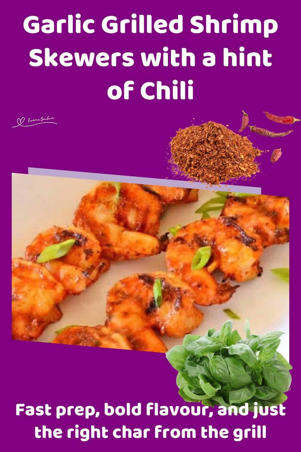 An image of 2 Garlic Grilled Shrimp Skewers