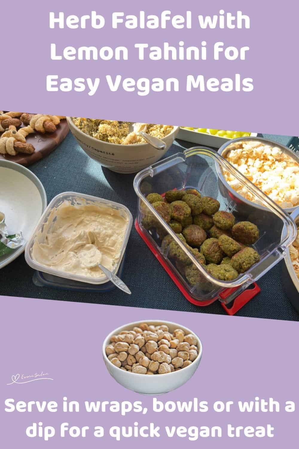 An image of Herb Falafel Balls baked in the oven with Lemon Tahini Sauce