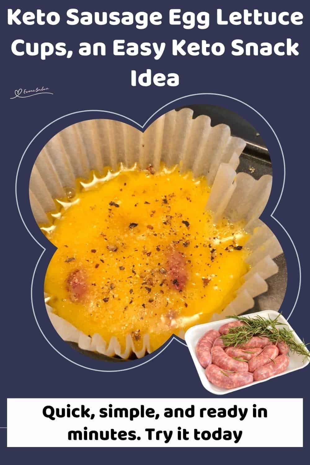 An image of Keto Sausage Egg Lettuce Cups in a paper cupcake holder
