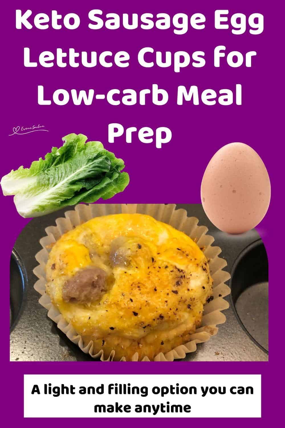 An image of Keto Sausage Egg Lettuce Cups in a paper cupcake holder
