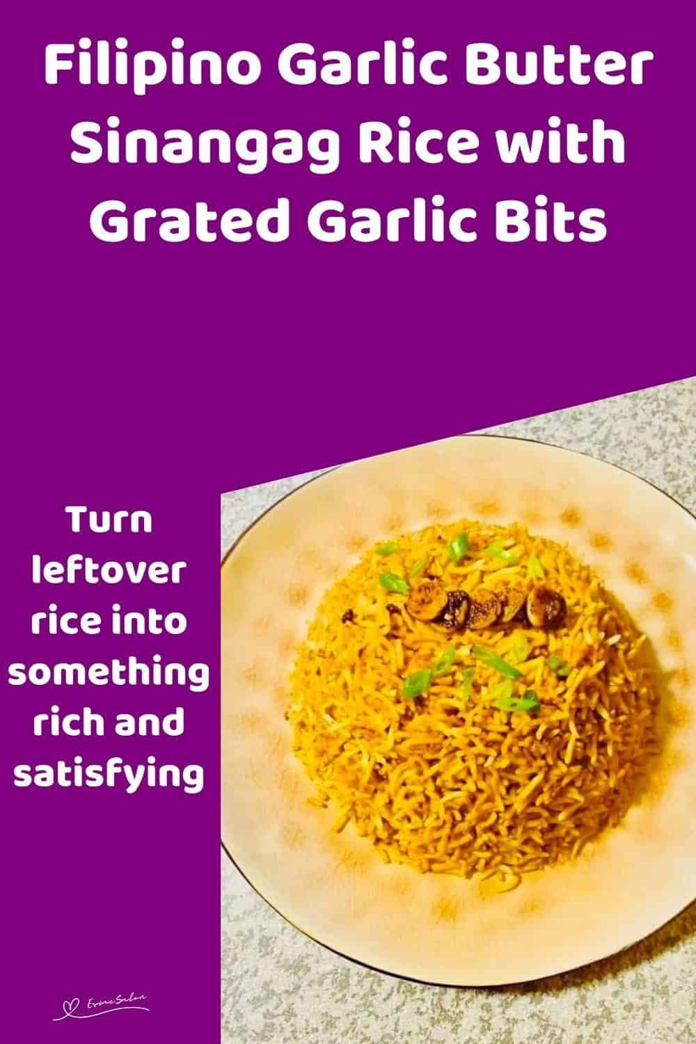 An image of a plate with Filipino Garlic Butter Sinangag Rice