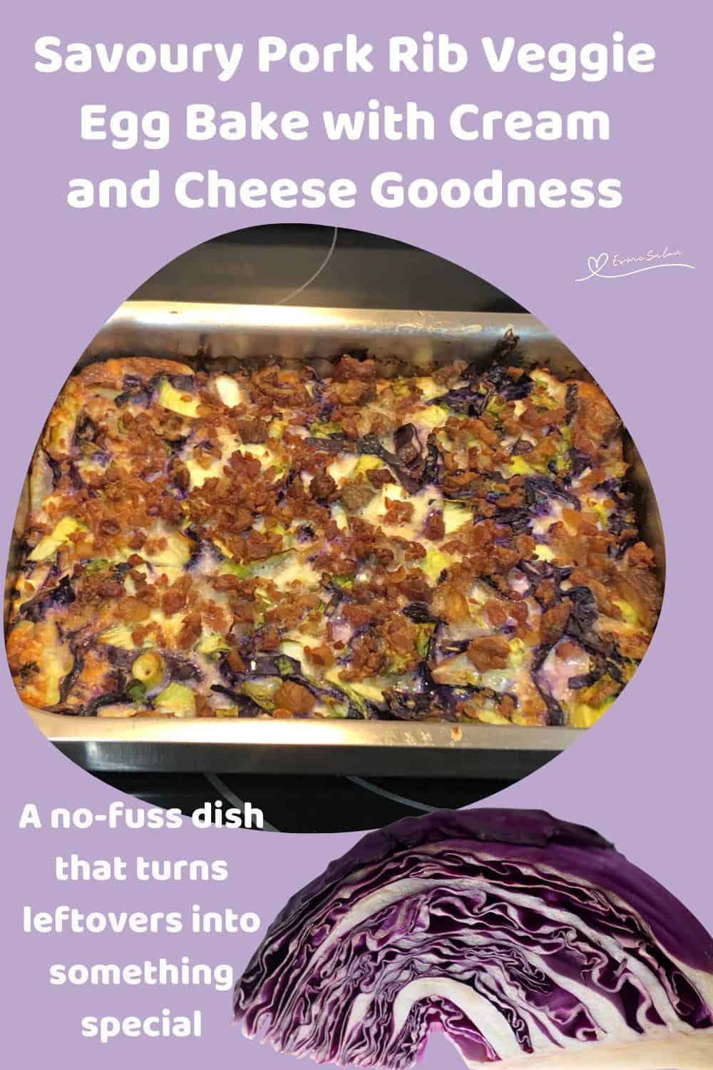 Delicious savory pork rib veggie egg bake with cheese, perfect for brunch or dinner. A flavorful, he.