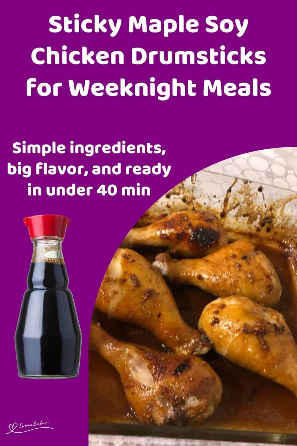 An image of Sticky Maple Soy Chicken Drumsticks with spaghetti squash on the side