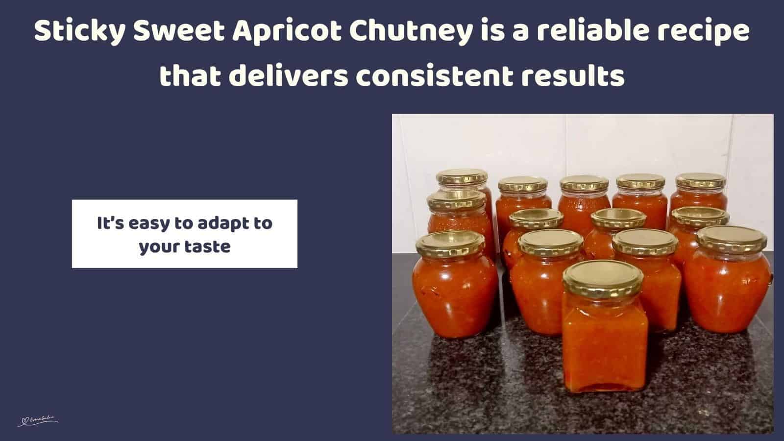 An image of 14 bottles of Sticky Sweet Apricot Chutney