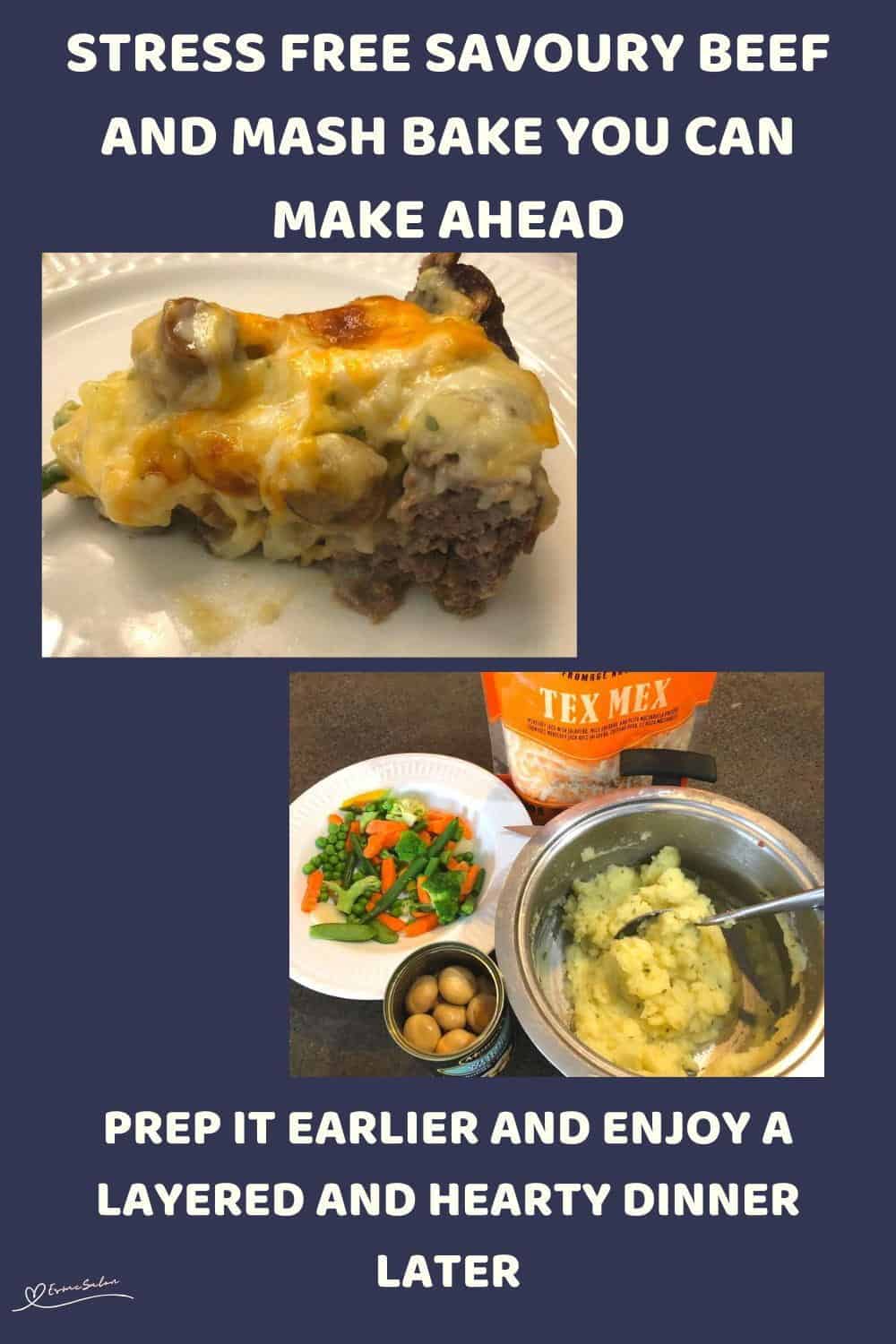 An image of a Savoury Beef and Mash Bake prepared in a springform cake pan