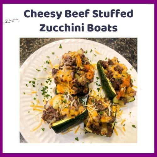 An image of a Keto-friendly Cheesy Beef Stuffed Zucchini Boats
