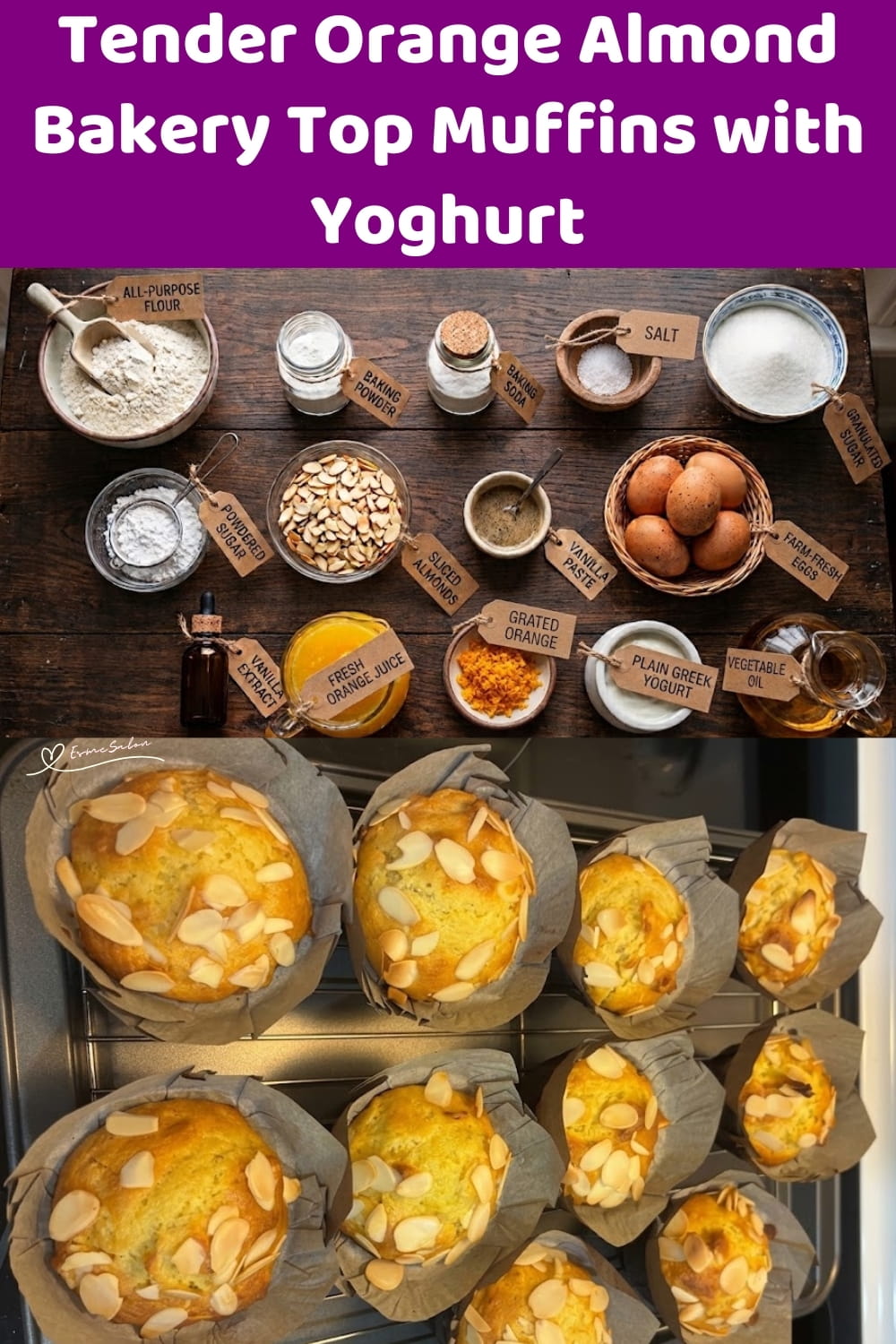 An image of Orange Muffins with Fresh Orange and slivered Almonds